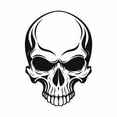 Obraz premium Bold Skull Vector Icon – Black and White Human Skull Graphic for Tattoo, Halloween and Streetwear Designs