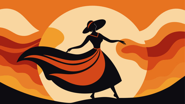 Silhouetted dancer in sunset