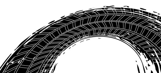 three shabby, grunge style and dirty vector tire tracks. vector illustration. © Iwan