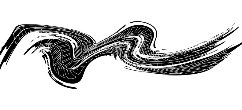 Auto tire tread grunge element. Car and motorcycle tire pattern, wheel tyre tread track.