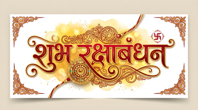 Raksha bandhan greeting card design with traditional rakhi and floral elements