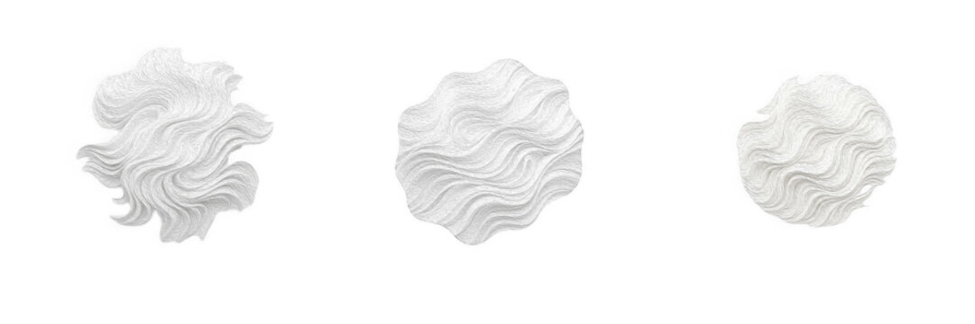 White cream swirl blob set isolated transparent background, realistic cosmetic lotion foam swirl 3D render collection, soft whipped cream swatch vector PNG asset for skincare product packaging and bea