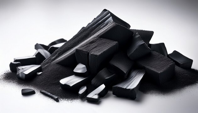 Activated Carbon On A White Acrylic Background