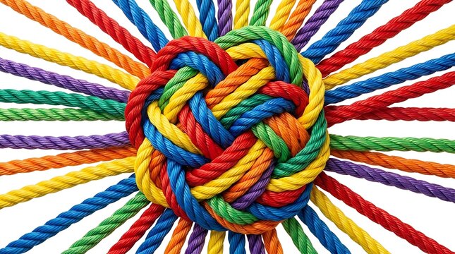 Colorful Woven Rope Knot Isolated on White Background