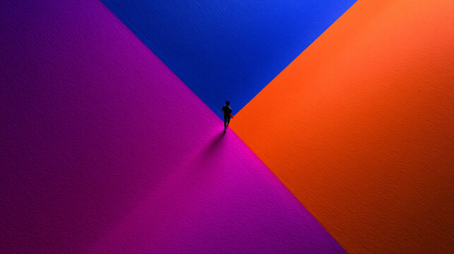 Tiny Silhouette at Crossroads Illustrating Decision and Direction