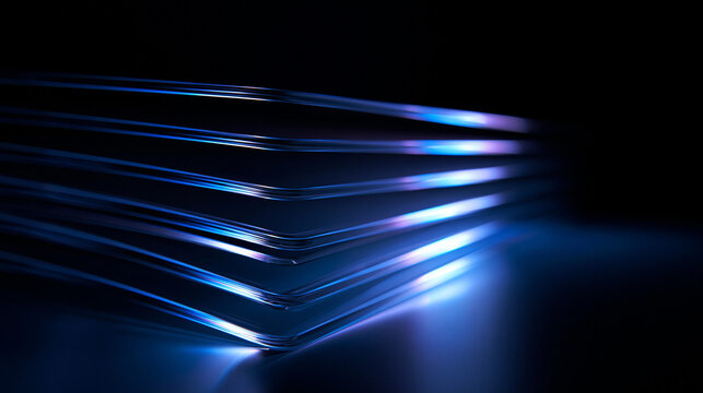 Futuristic Glowing Blue Glass Layers Abstract Technology Background