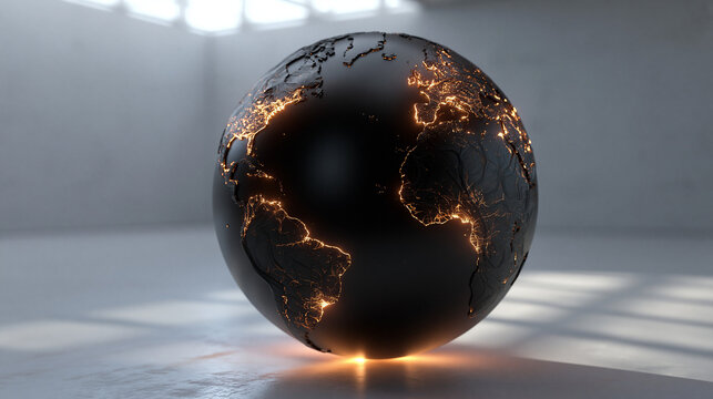 Glowing Dark Planet Earth Representing Global Connectivity and Technology