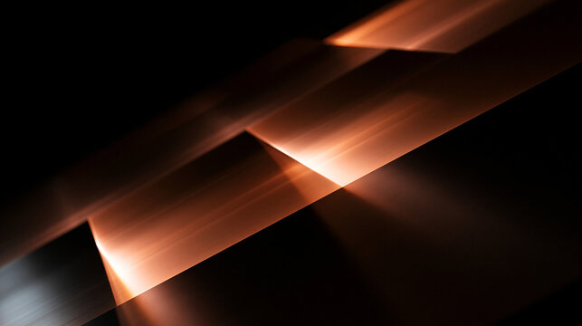 Abstract Copper Metallic Geometric Background with Light Reflections