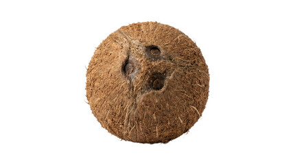 Fototapeta premium Whole brown tropical coconut isolated on a transparent background PNG image