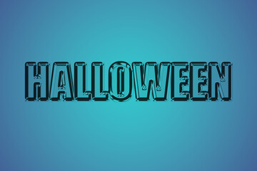Halloween lettering in a glossy three dimensional style against a teal blue gradient backdrop text typography © MOSTMONIKA