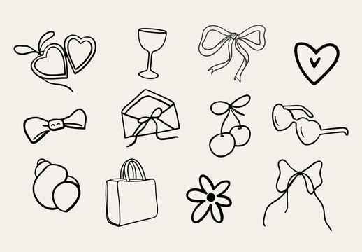 Hand Drawn Coquette Icon Set