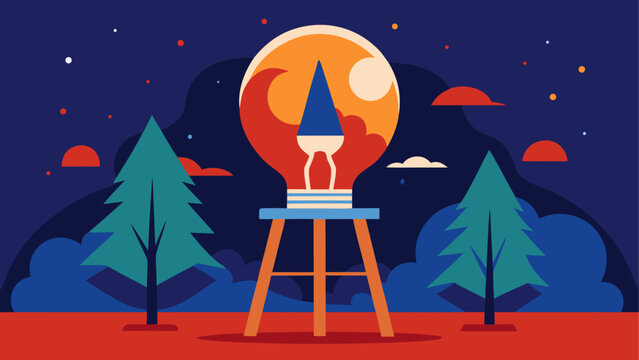 A lone astronaut gazes at a distant moonlit planet from a snowy forest