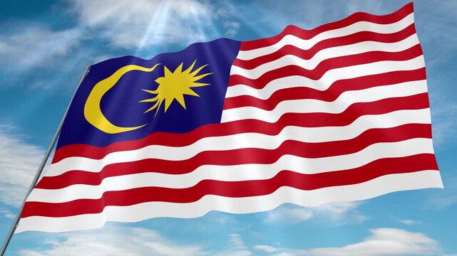 Malaysia Flag Seamless Loop 4k 60fps on Sky Background