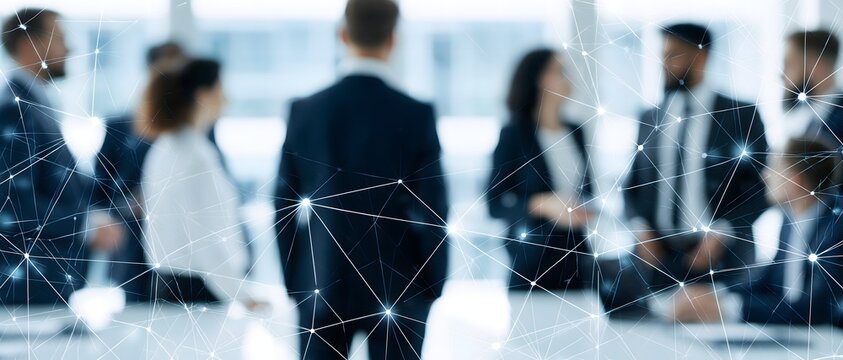 premium executive roundtable discussion featuring corporate professionals strategic collaboration global business leadership digital transformation modern boardroom subtly blurred network themed
