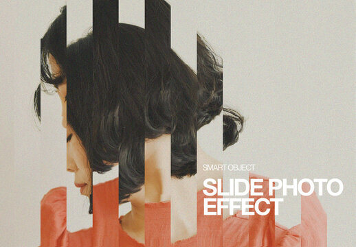 Vertical Slice Photo Effect Poster Template with Strip Distortion