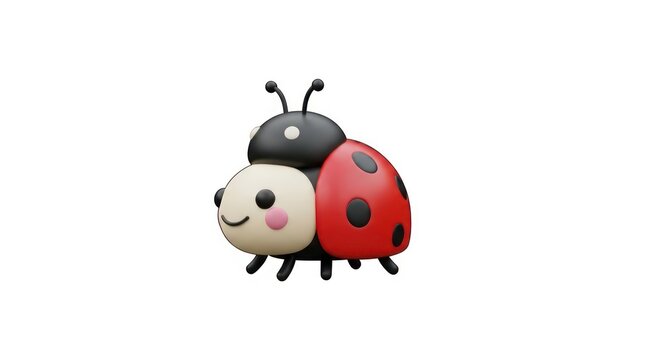 Cute cartoon ladybug smiling side.