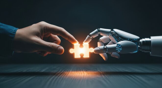 Human and Robot Hands Connect Puzzle Pieces in Future Collaboration