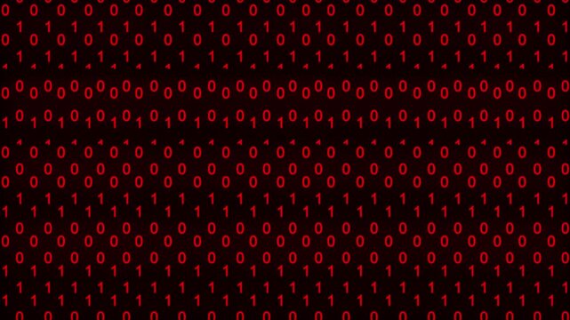 Red Binary Code Digital Technology Background Animation, Red Binary Data Matrix Background, Digital Programming Code Pattern, Cyber Technology Binary Animation