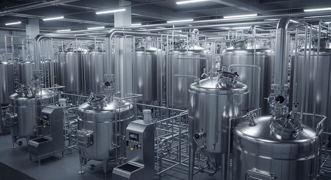 Industrial Fermentation Tanks and Piping System