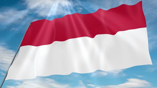 Monaco Flag Seamless Loop 4k 60fps on Sky Background