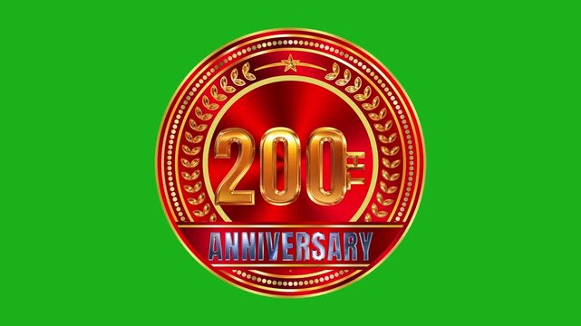 Bicentennial 200th Anniversary Metallic Gold Ring Badge with Crimson Red Center Finish and Glowing Studio Highlights 4k video