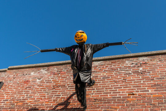 Decorations for Halloween at the annual Haunted Happenings event held during the month of October in celebration of the town's history of witch trials.