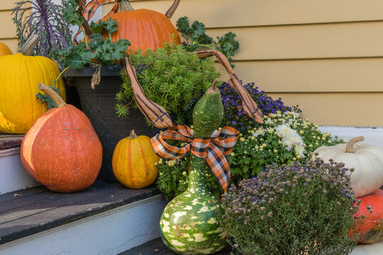 Doorway decorated for Halloween at the annual Haunted Happenings event held during the month of October in celebration of the town's history of witch trials.