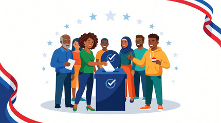 Fototapeta premium Diverse Group of People Casting Ballots in an Election
