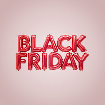 Red bold black friday sale text with white shadow effect on pink
