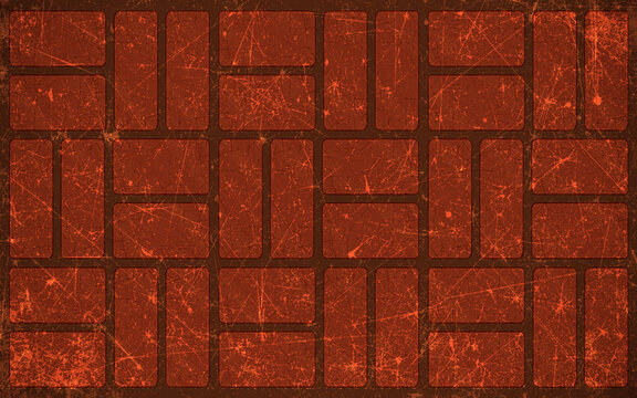 Abstract Seamless Geometric Brick Pattern with Grunge Cracked Texture Background