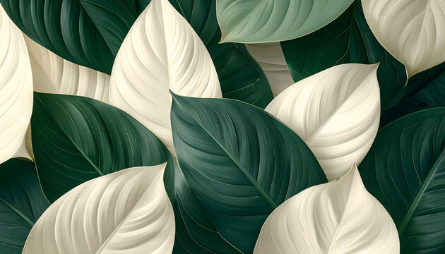 Tropical leaves display overlapping organic curves in soft calm sophisticated and minimalist botanical background generative AI