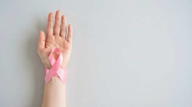 A hand holding a green ribbon on a light background representing world mental health day to promote awareness and support for mental health wellness campaigns