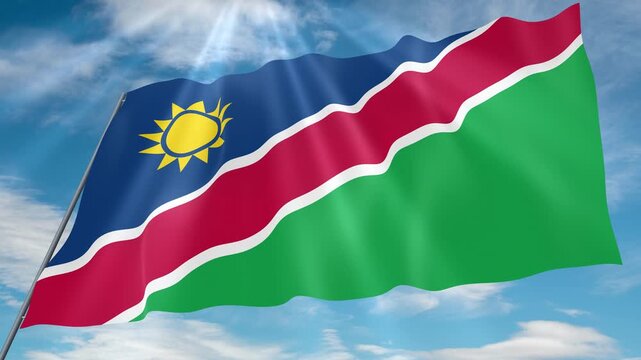 Namibia Flag Seamless Loop 4k 60fps on Sky Background