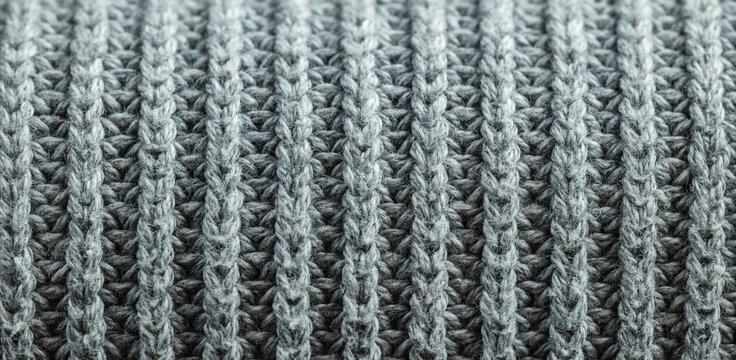 Grey knitted wool fabric texture background pattern