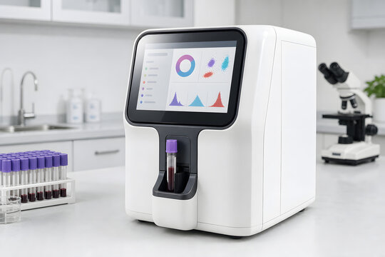 Modern Veterinary Lab Analyzer With Blood Sample Tube