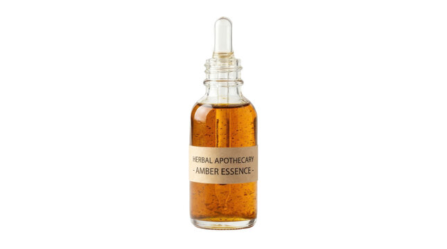 Amber Essence Dropper Bottle PNG Isolated on transparent background