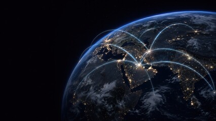 Middle East Global Aviation Network Viewed From Orbit at Night © NongVan