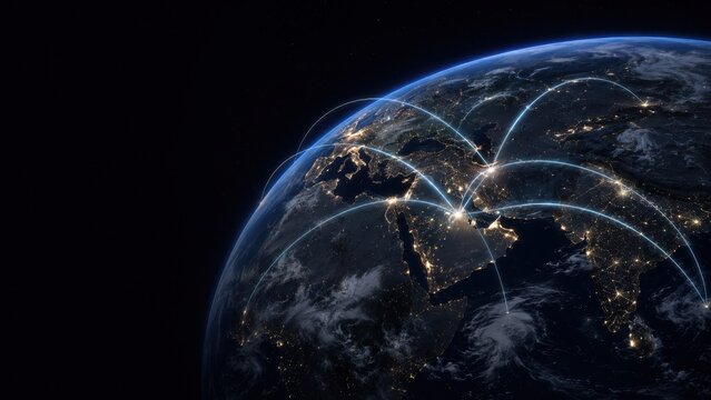 Middle East Global Aviation Network Viewed From Orbit at Night