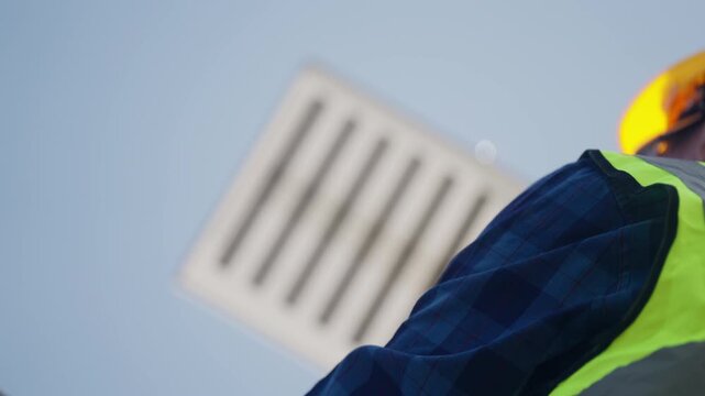 Worker installs rooftop solar equipment at a residential property, highlighting clean energy generation, sustainable living, renewable technology, electricity savings, and greener homes.