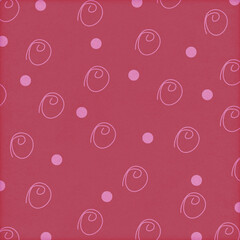 Pink abstract pattern with delicate spiral doodles and polka dots on a smooth background. Ideal for fabric, wrapping paper, stationery, wallpaper and scrapbook designs. © MedReda