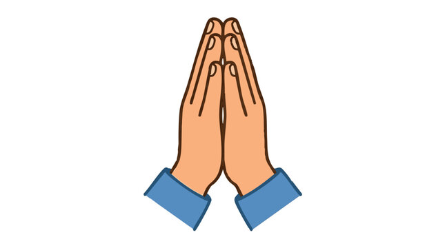 Namaste Gesture Two Hands Pressed Together In Prayer Or Greeting Vector Illustration isolated on white background