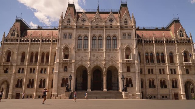 Parliament east facade Budapest Hungary sunny summer day