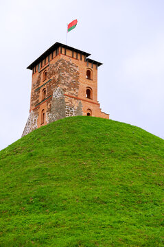 Medieval historic fortress tower crowns green hillside