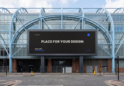 Big Horizontal Screen Mockup Outside Station