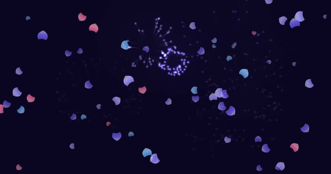 Abstract Particles and Fireworks Animation on Dark Background, Gentle Floating Motion, Seamless Loop, 4K