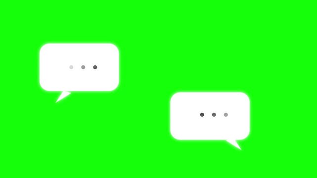 Digital messaging bubbles animation displaying active communication process with white speech icons on a vibrant green screen background motion footage