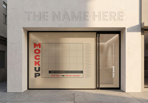 Storefront Window Name and Door Mockup Scene