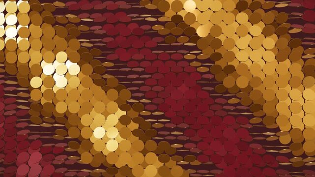 Gold sequin shimmer wall, seamless looping event backdrop with rolling light