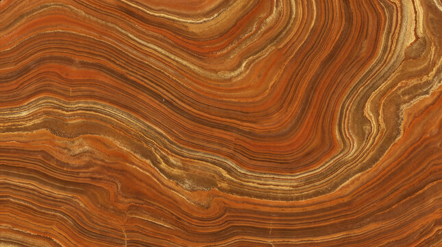 Warm Rust Copper Onyx Texture Background with Bold Brown and Gold Banding