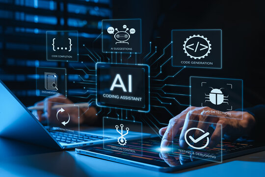 AI coding assistant helps software developers generate code, complete scripts, detect bugs, refactor programs, manage versions, and test applications for faster, smarter and more efficient development